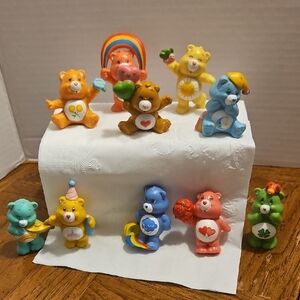 Care Bears Mini Figures Set - Yellow, Blue, Orange, Green, Pink, Brown